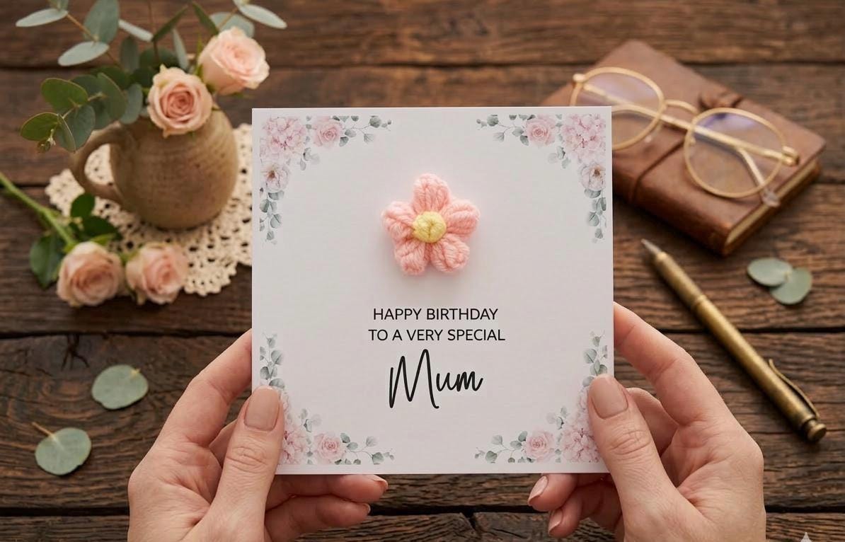 3D Flower Birthday Card, Handmade Flower Card For Her, Personalised Greeting