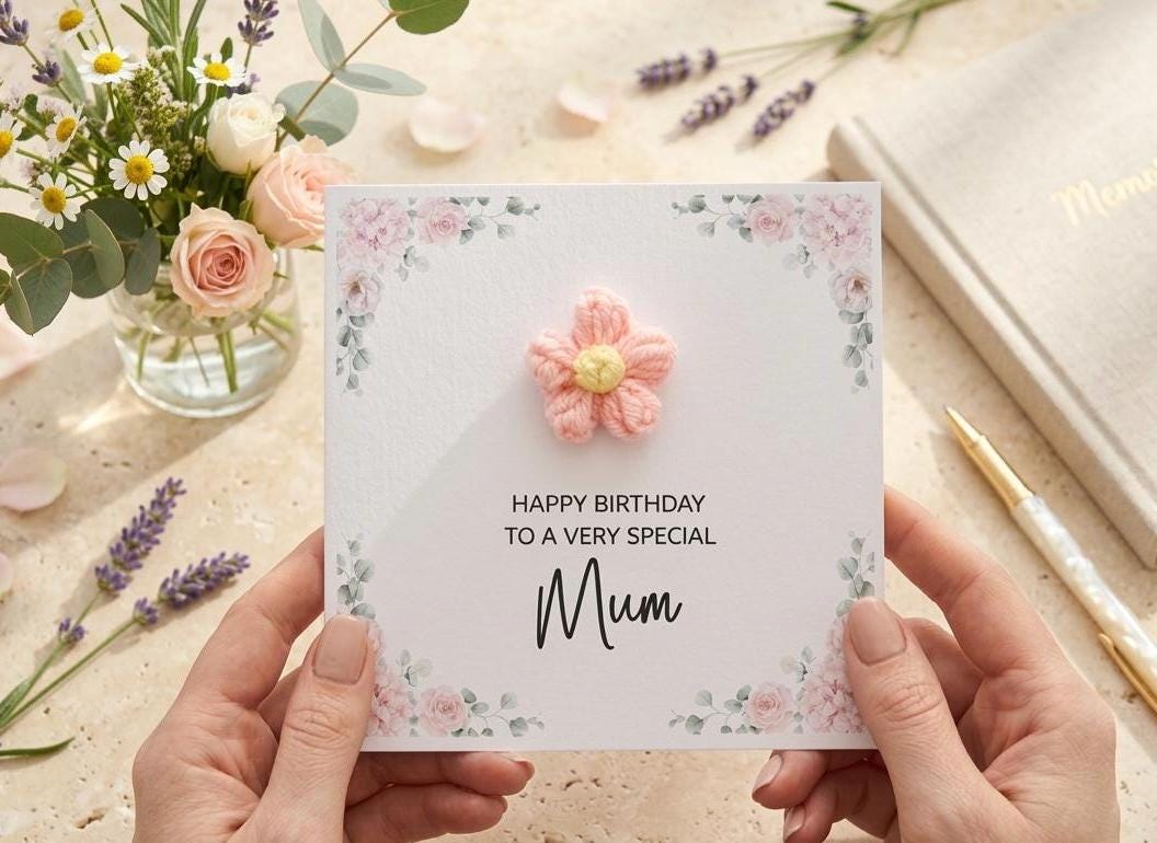 3D Flower Birthday Card, Handmade Flower Card For Her, Personalised Greeting