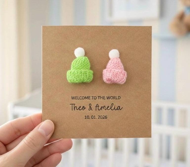 Congratulations on New Baby Card, New Daughter Card, Personalised Baby Boy Card, New Parents Card, It’s Twins