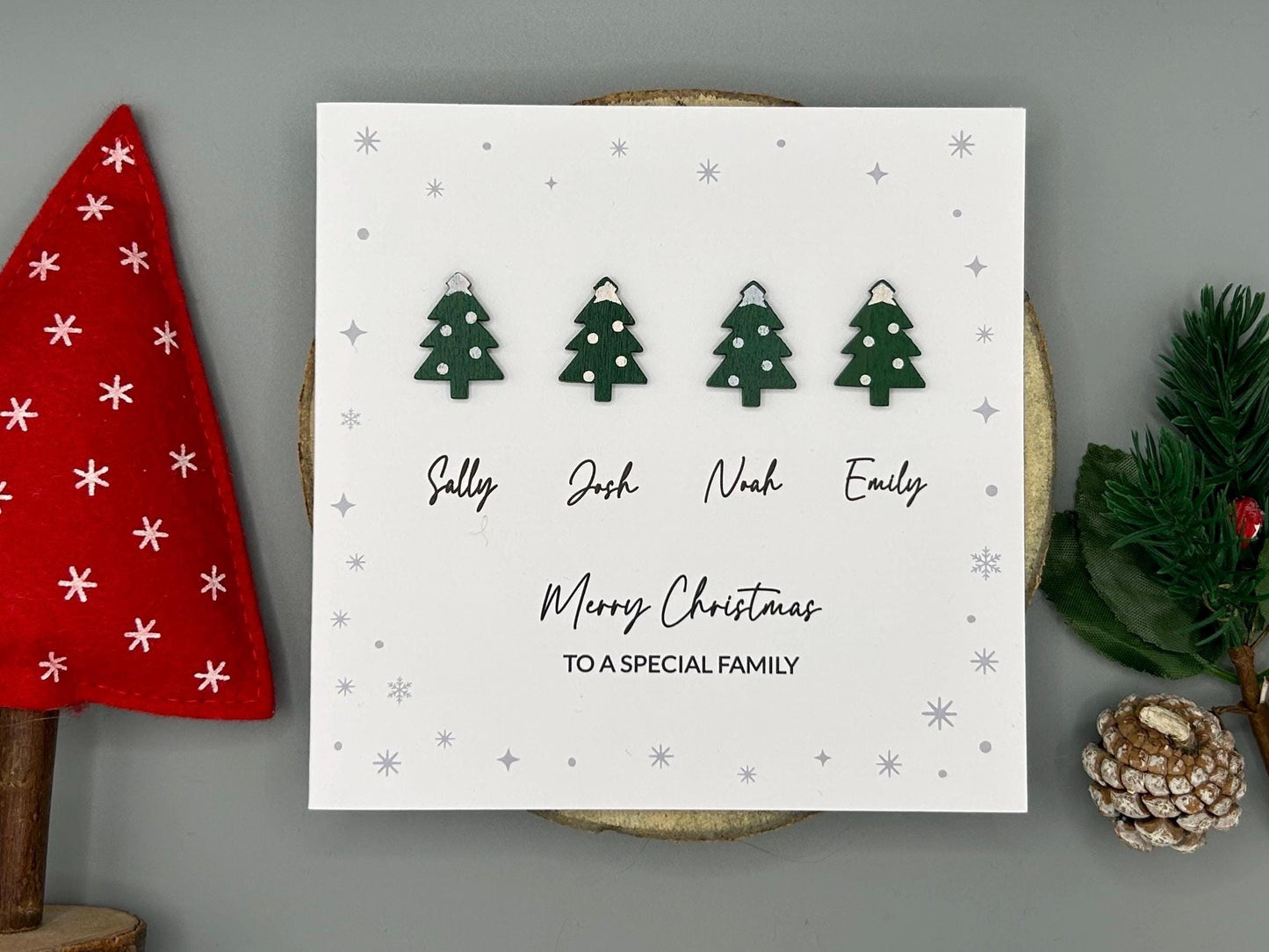 Merry Christmas To A Special Family - Personalised Christmas Card with Names - Christmas Tree Greetings Card