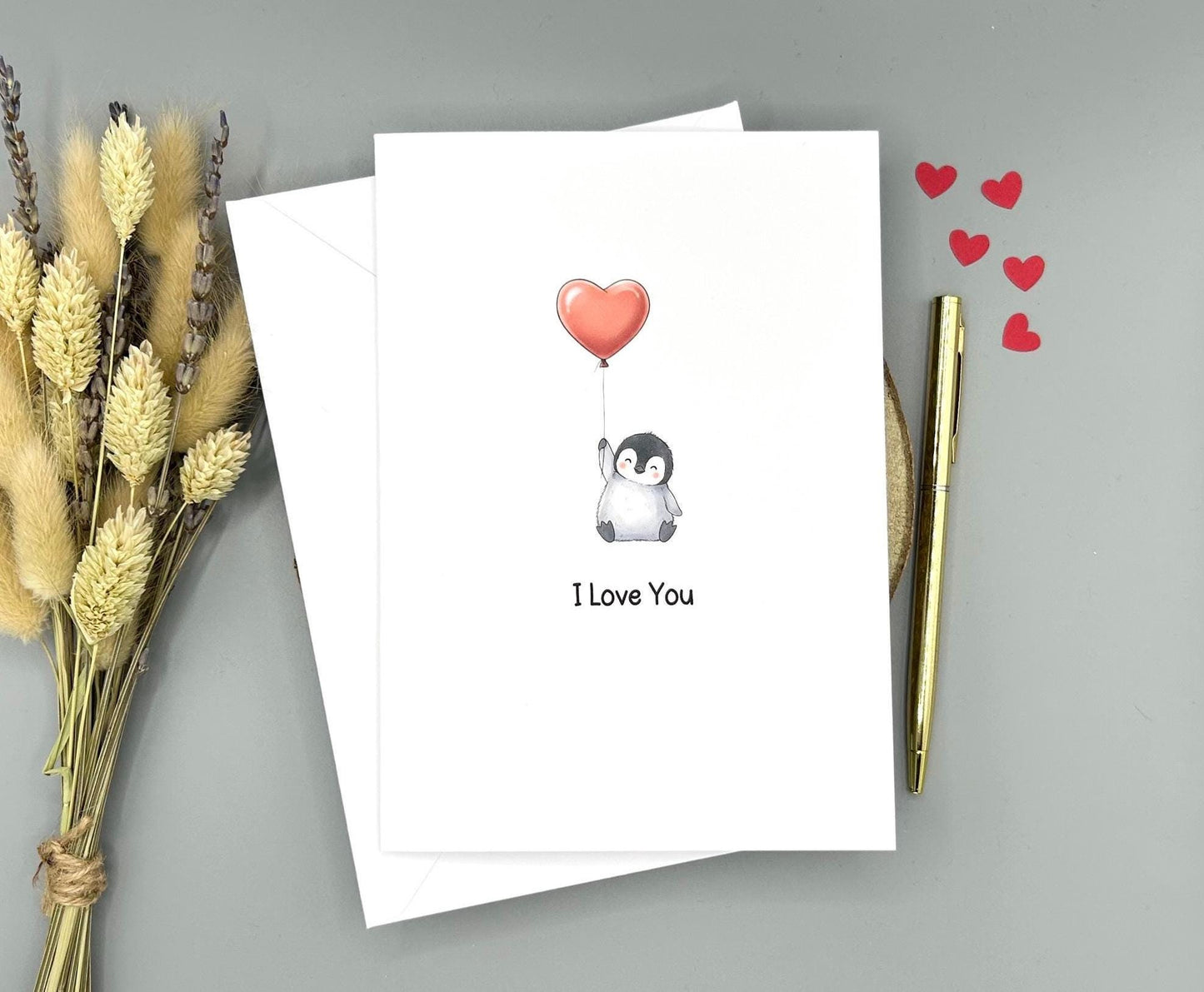 Penguin Love Heart Card - I Love You