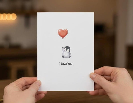 Penguin Love Heart Card - I Love You