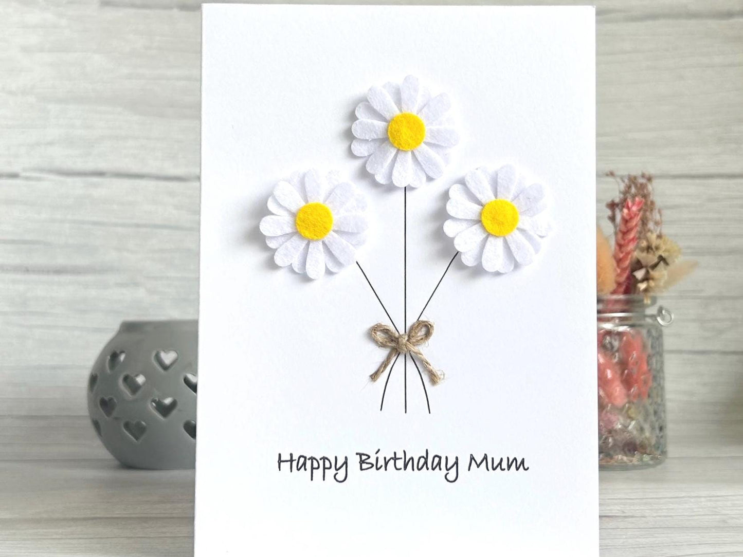 Handmade Daisy Birthday Card, Custom Card for Mum, Daughter, Sister, Ecofriendly Card