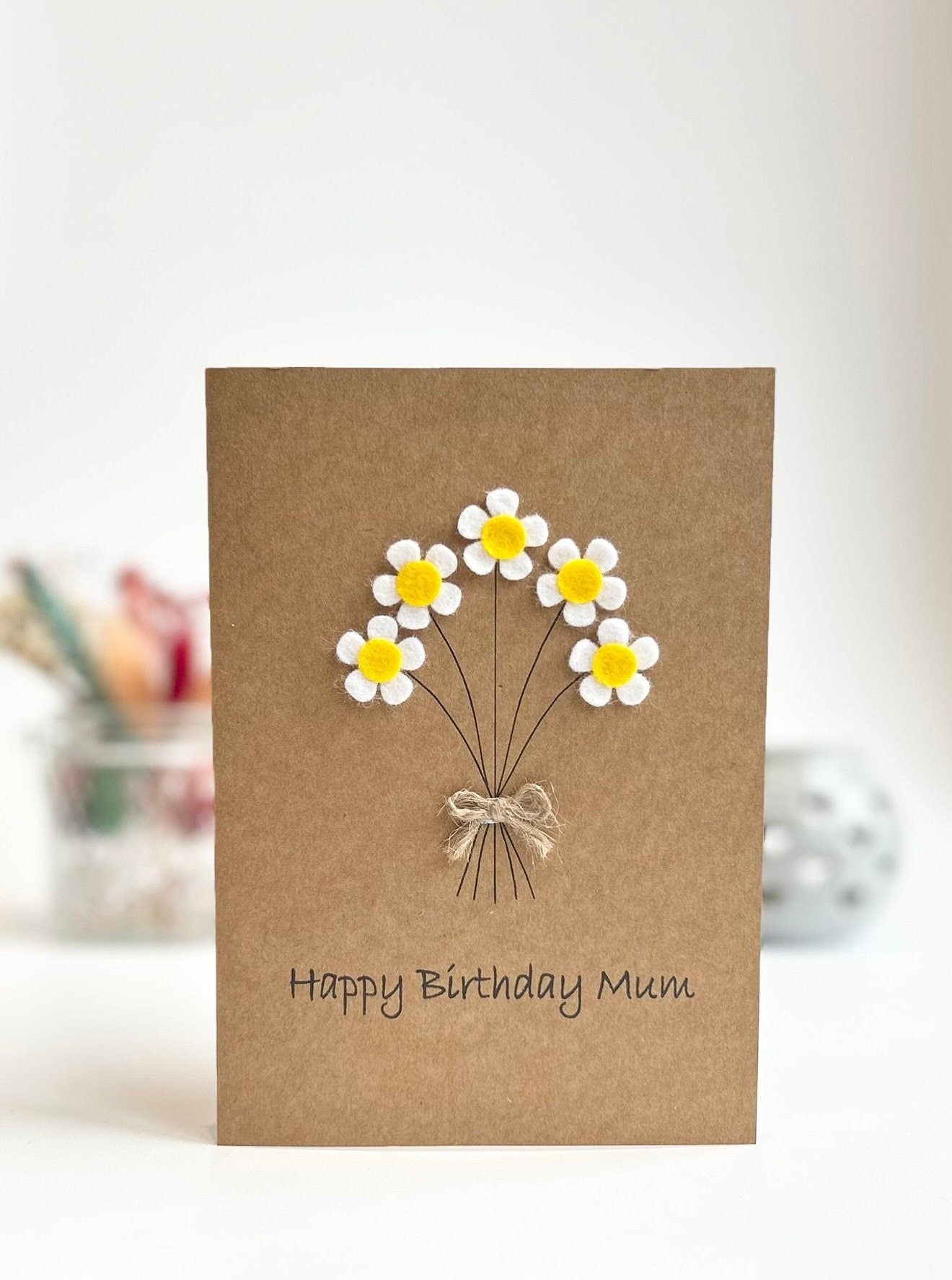 Personalised Birthday Card for Mum, Handmade Mum Birthday Card, Flower Card for Her