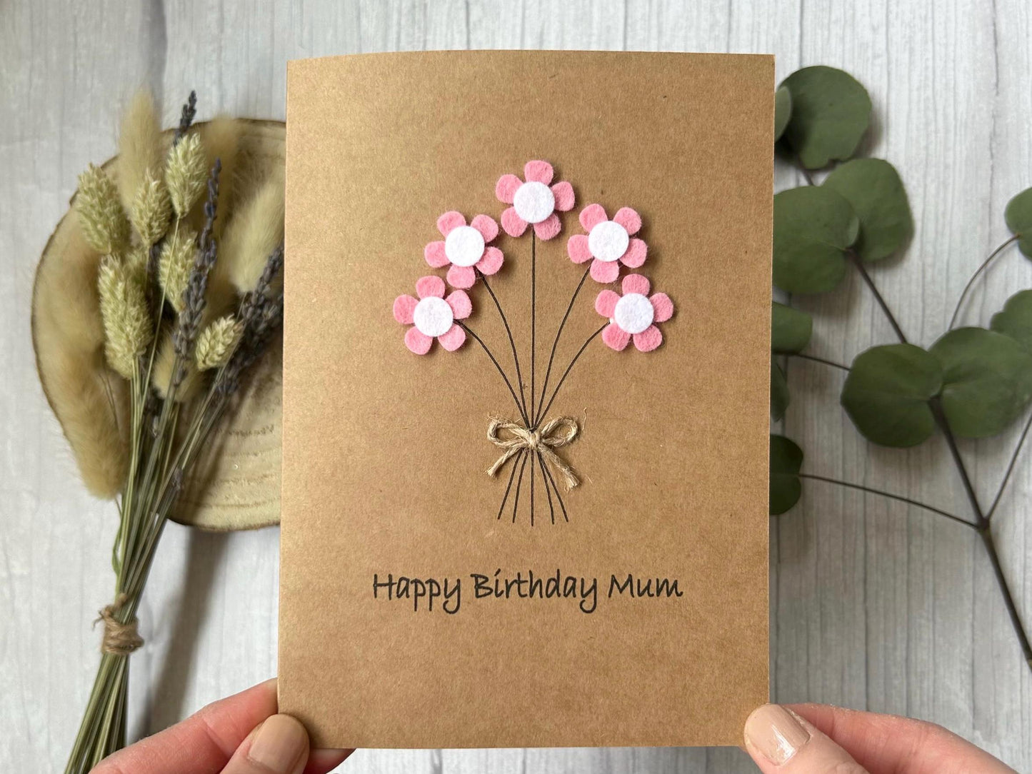 Personalised Birthday Card for Mum, Handmade Mum Birthday Card, Flower Card for Her