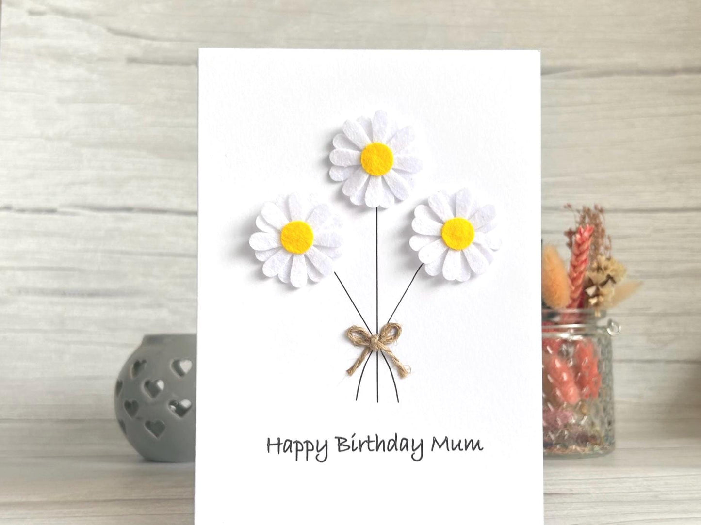 Handmade Daisy Birthday Card, Custom Card for Mum, Daughter, Sister, Ecofriendly Card