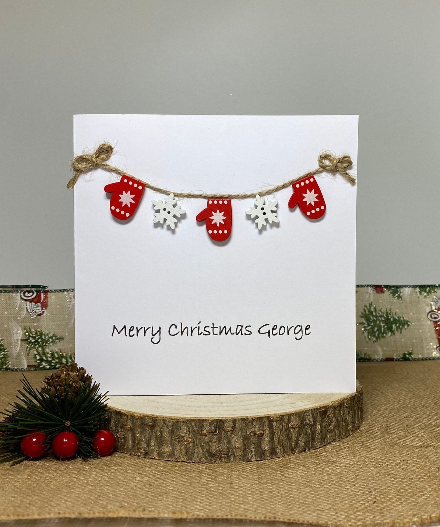 Handmade Christmas Stocking Card – Custom Family Names