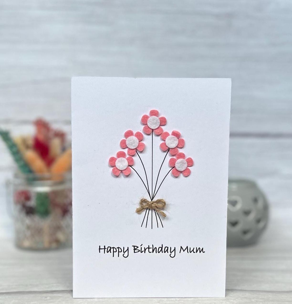 Personalised Daisy Flower Birthday Card, Any Occasion, Handmade Card for Her, Daisy Birthday Card