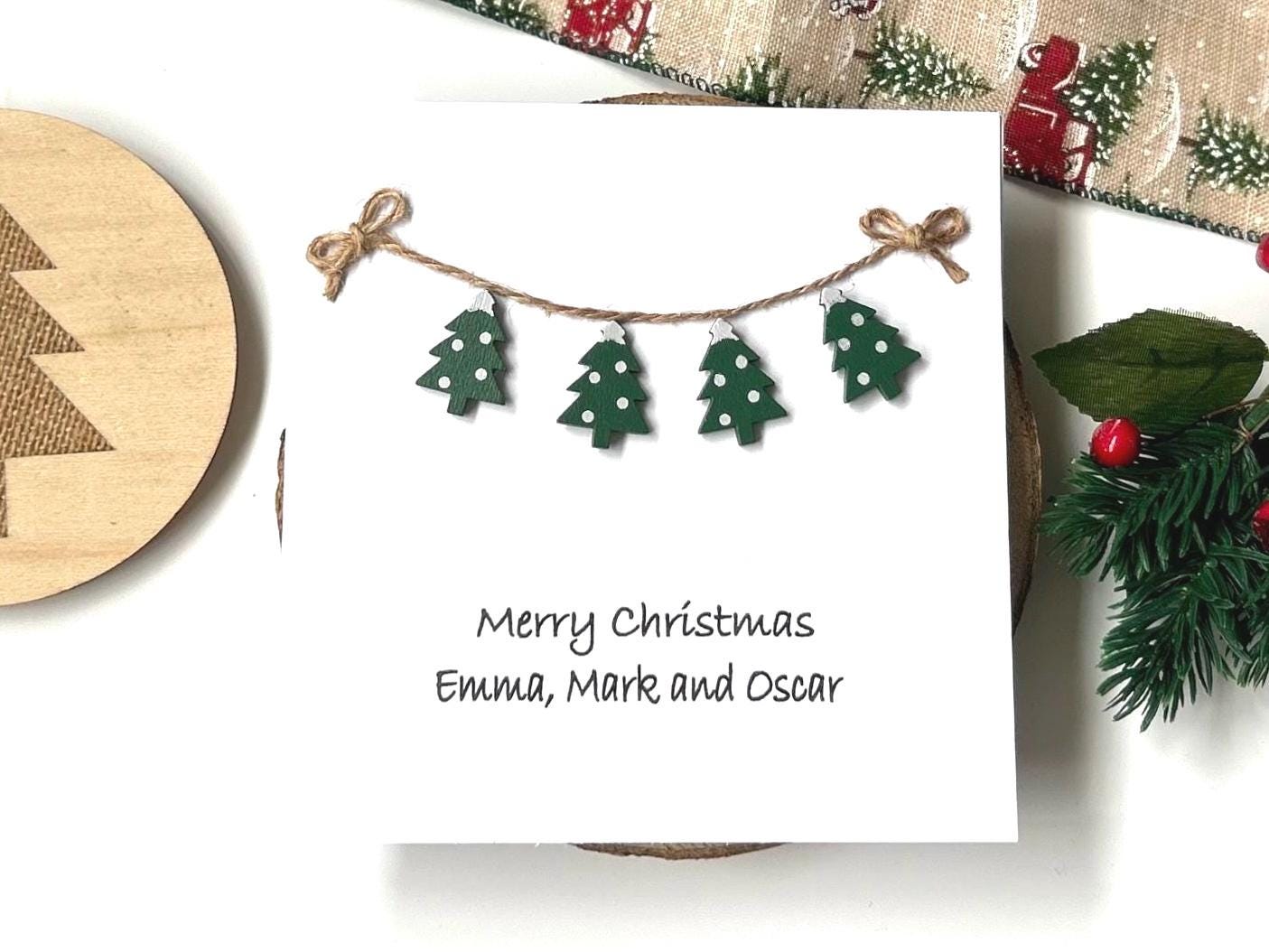 Personalised Handmade Family Christmas Card - With Festive Embellishments