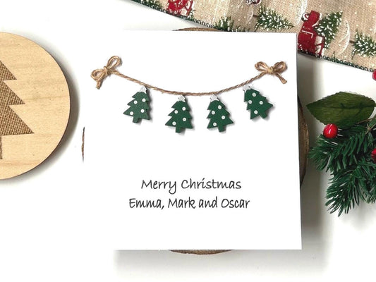 Personalised Handmade Family Christmas Card - With Festive Embellishments
