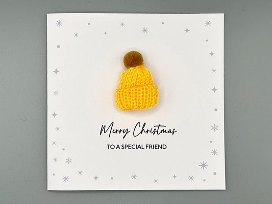 3D Knitted Bobble Hat Handmade Christmas Card - Merry Christmas To A Special Friend