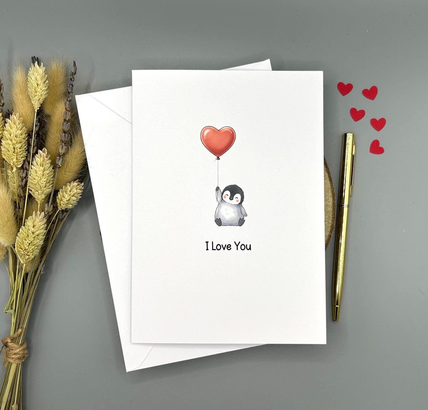 Penguin Love Heart Card - I Love You
