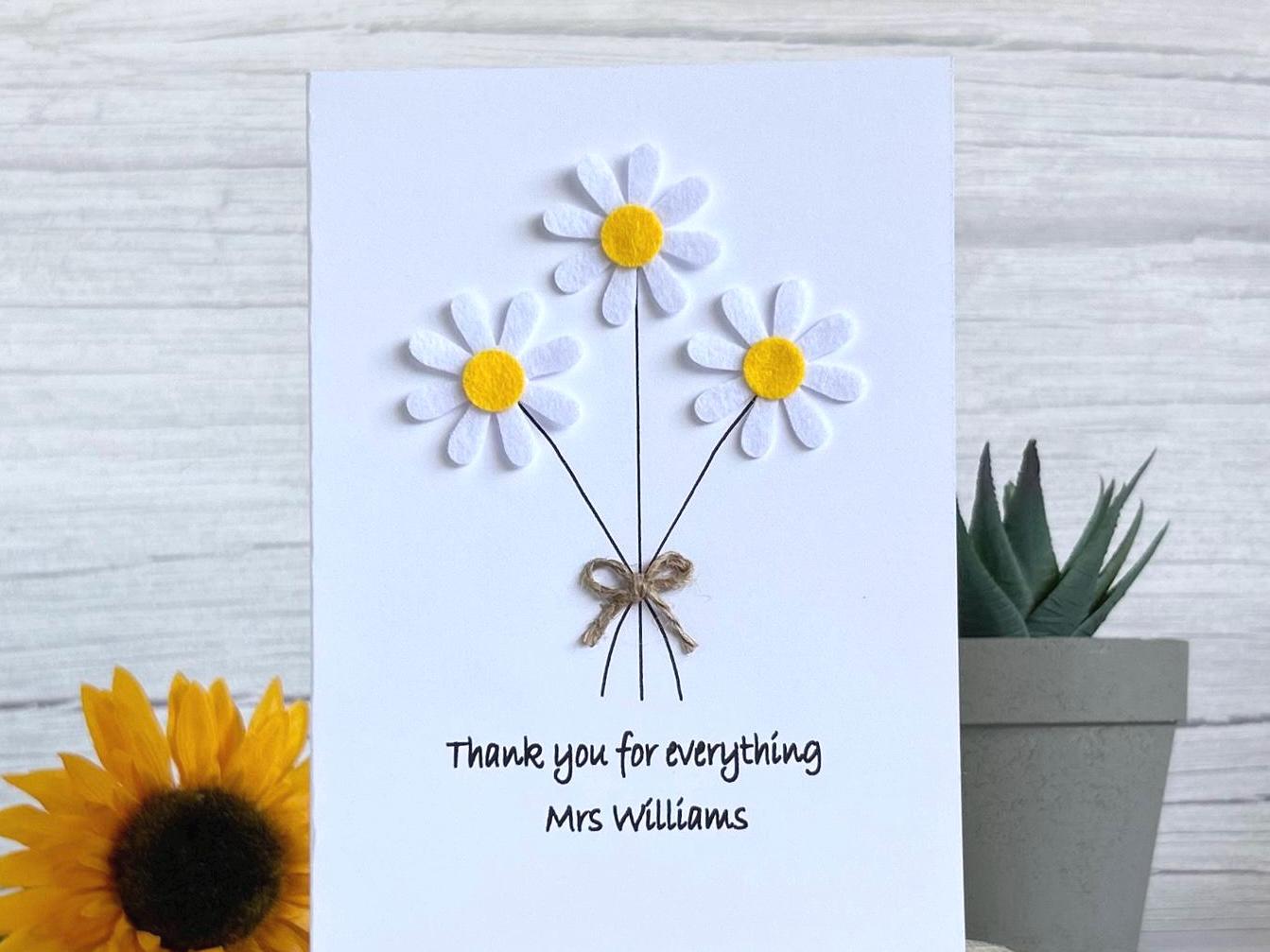 Personalised Teacher Thank You Card,  End Of School Card, Teacher Appreciation Card, Thank You Teacher Personalised Card