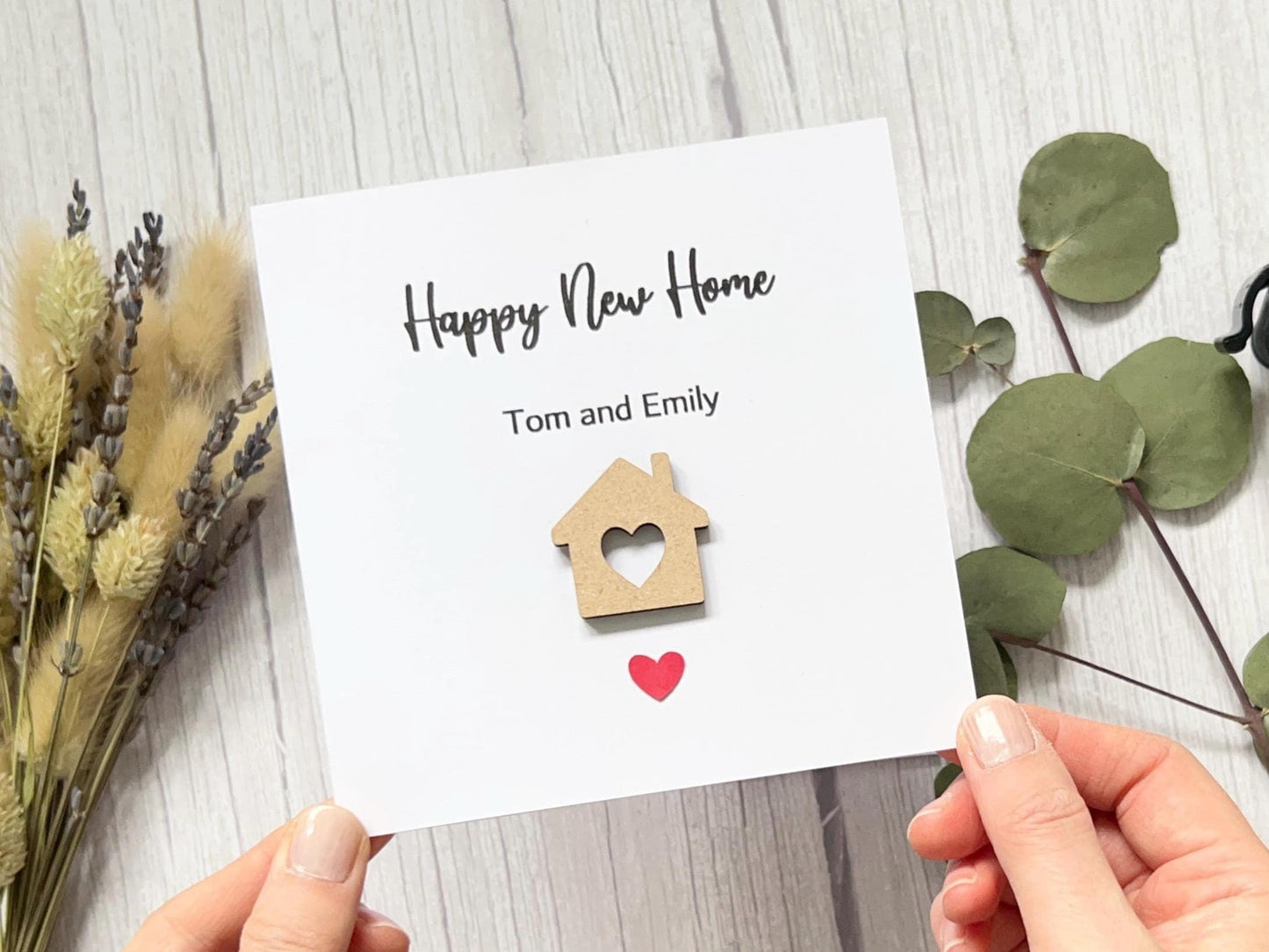 Personalised New Home Card, Wooden House, Moving Card