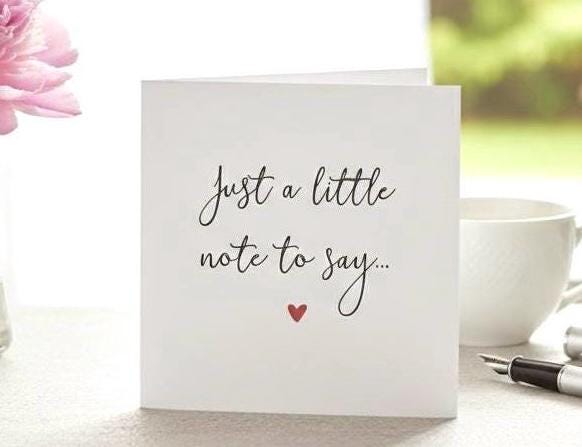 Just a Little Note To Say, Minimalist Announcement Card With Red Heart