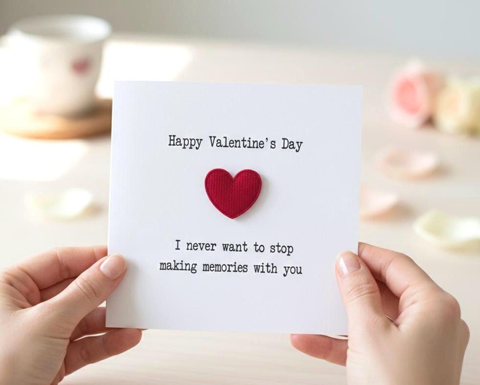 Sentimental Valentine's Day Card With Red Velvet Heart