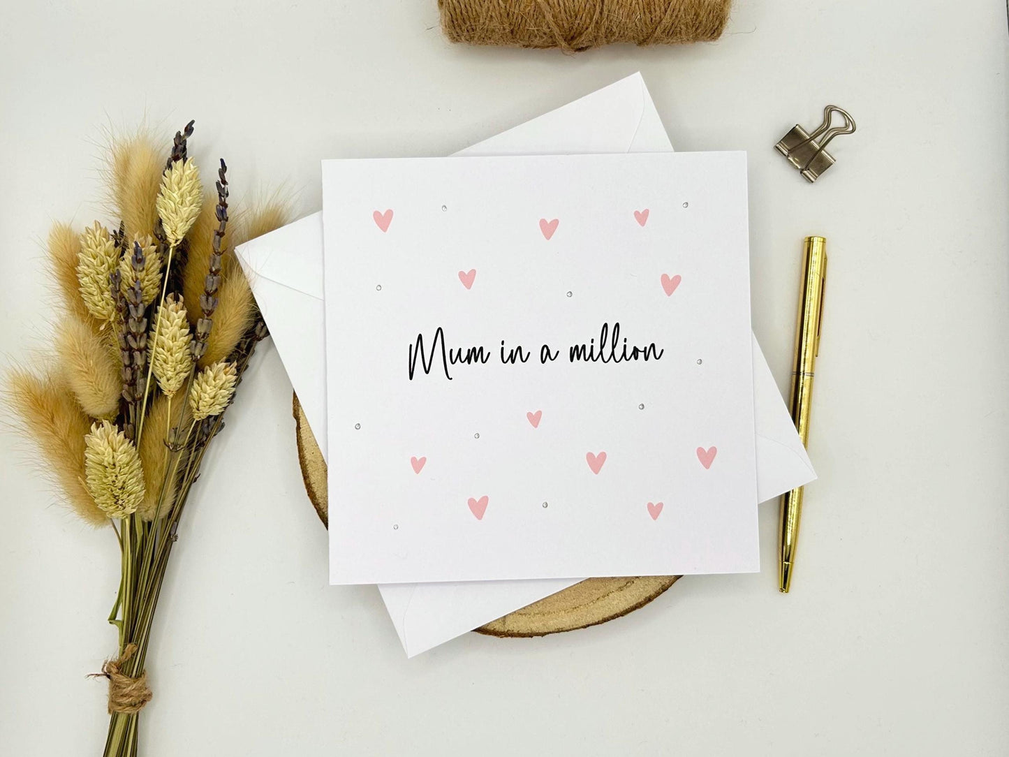 Mum Birthday Card, Mum in a Million Happy Birthday Mum, Pink Hearts