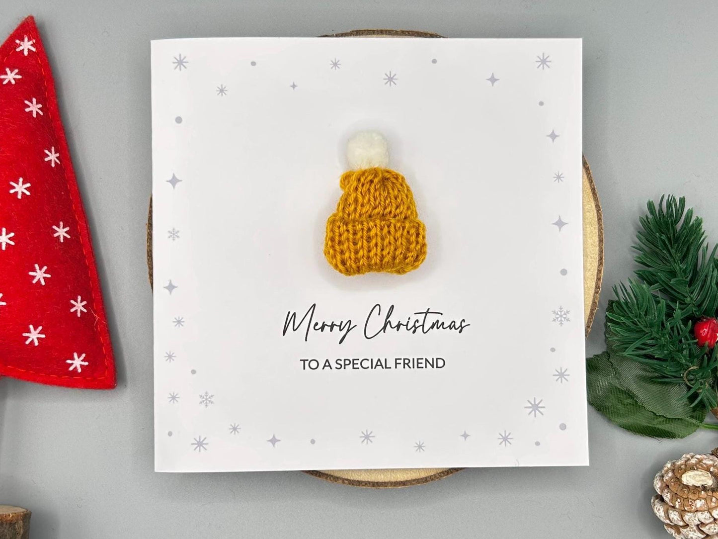 3D Knitted Bobble Hat Handmade Christmas Card - Merry Christmas To A Special Friend