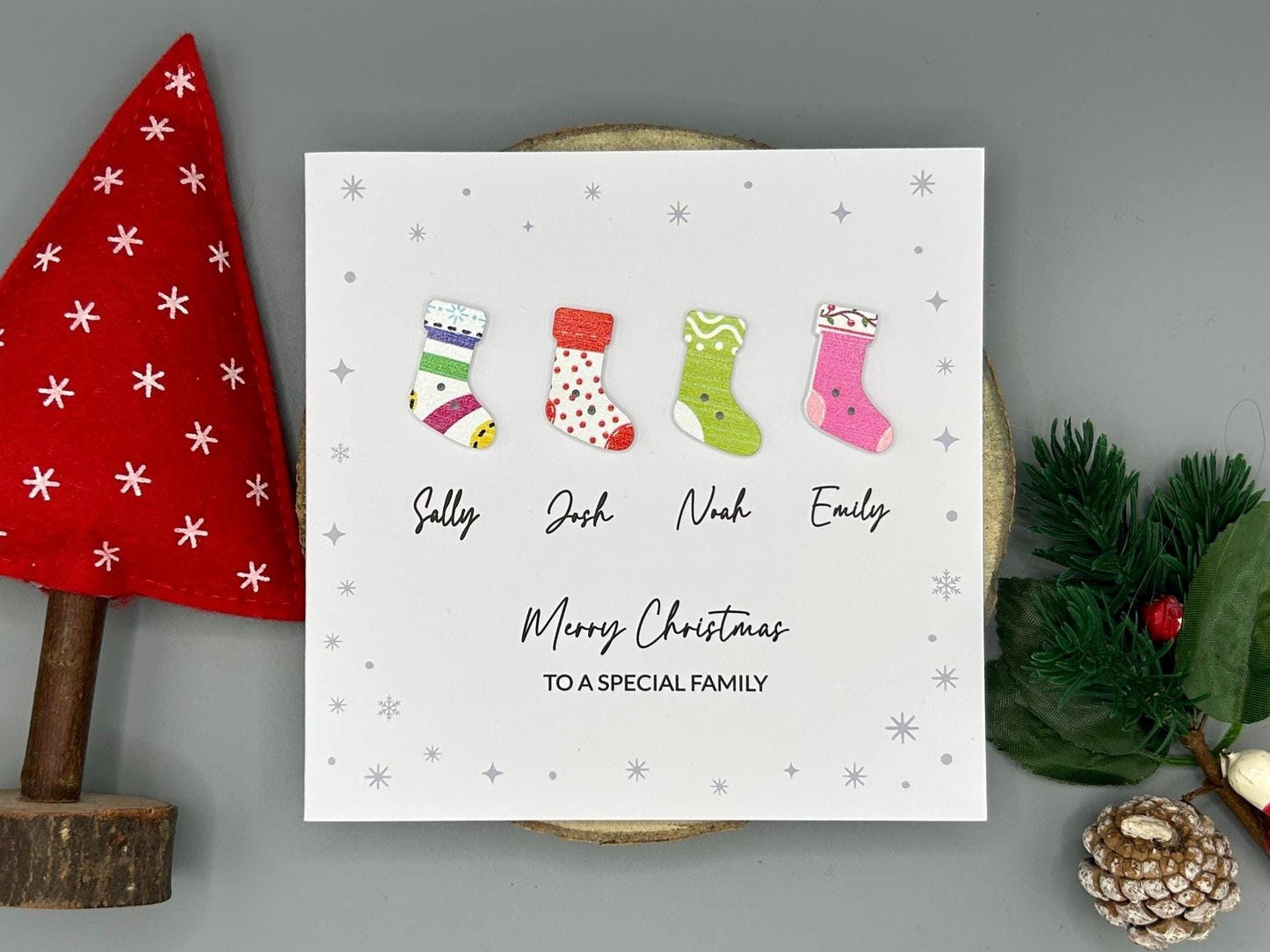 Merry Christmas To A Special Family - Personalised Christmas Card with Names - Christmas Tree Greetings Card