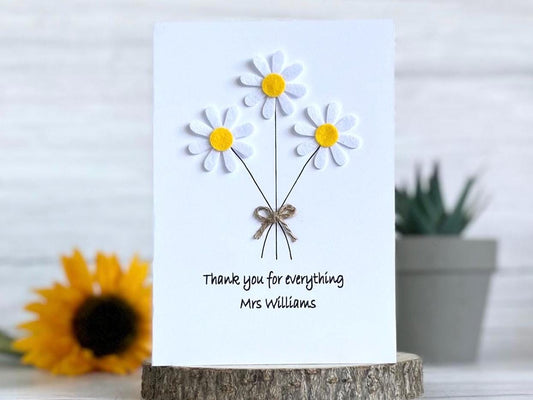 Personalised Teacher Thank You Card,  End Of School Card, Teacher Appreciation Card, Thank You Teacher Personalised Card