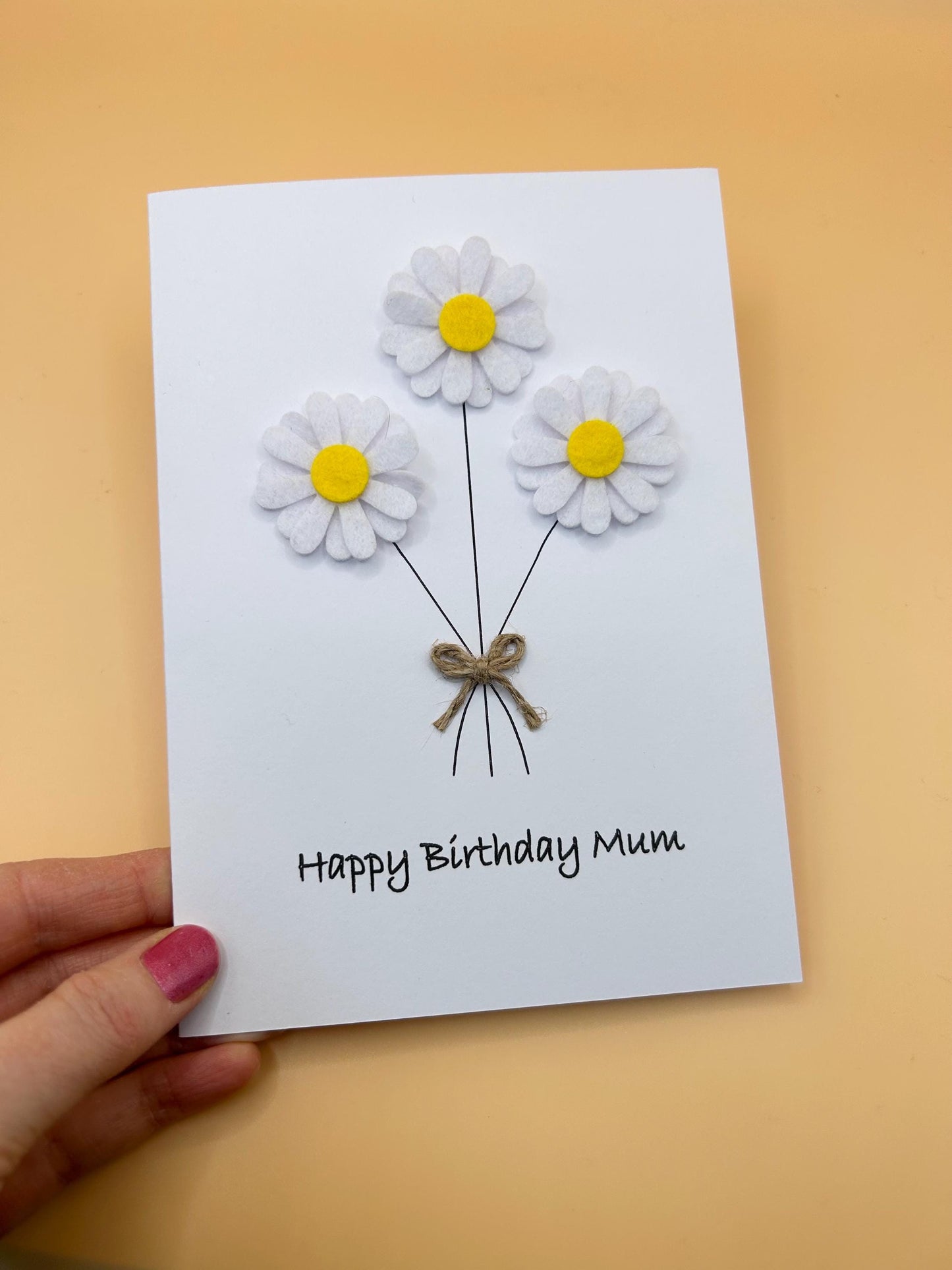 Handmade Daisy Birthday Card, Custom Card for Mum, Daughter, Sister, Ecofriendly Card