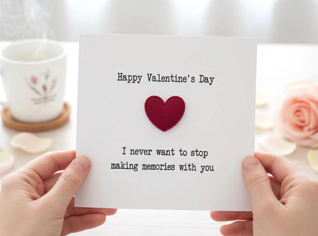 Sentimental Valentine's Day Card With Red Velvet Heart