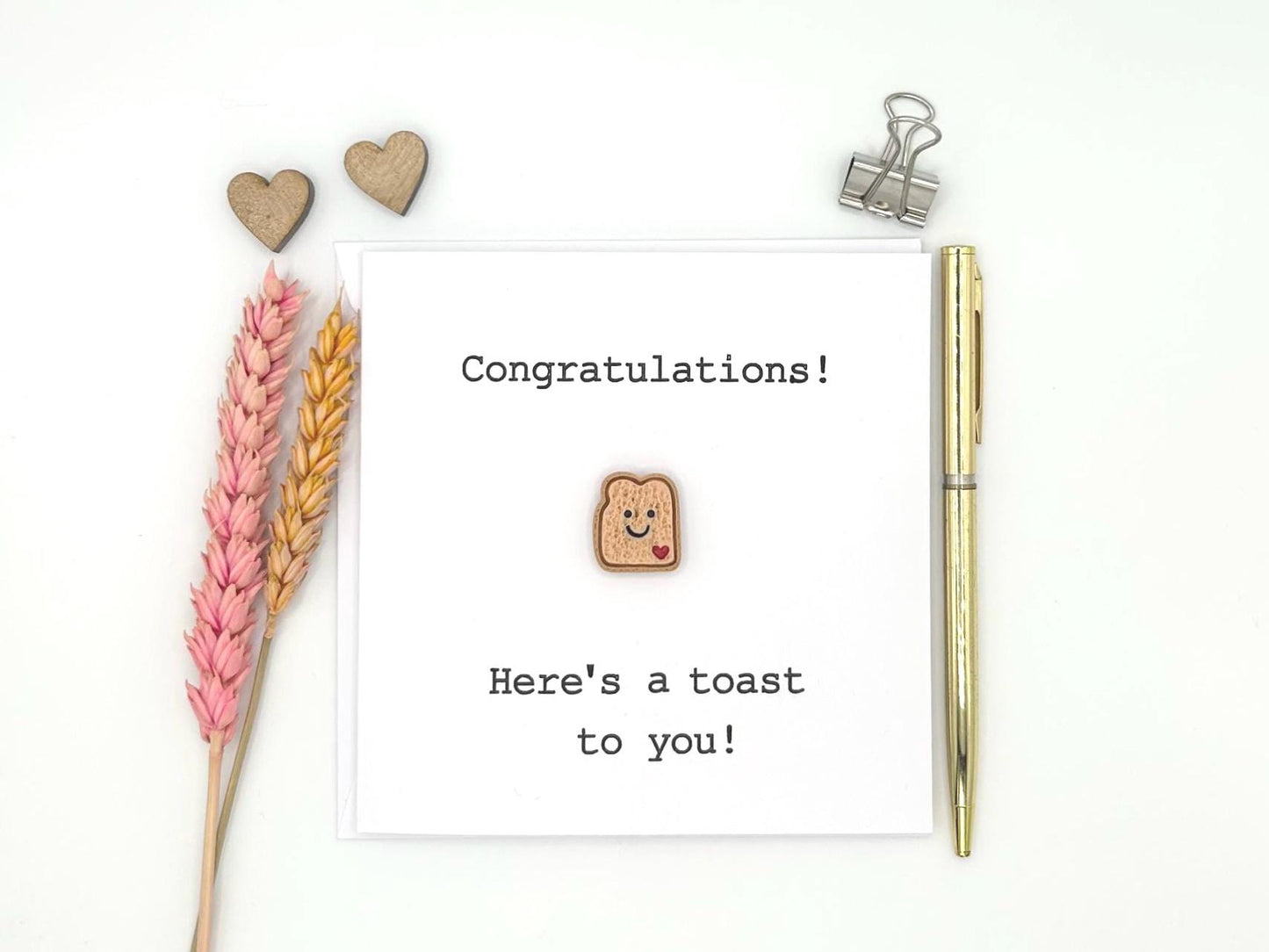 Congratulations Card, Funny New Job Card, Toast To Success Pun, Exam Well Done With Resin Toast