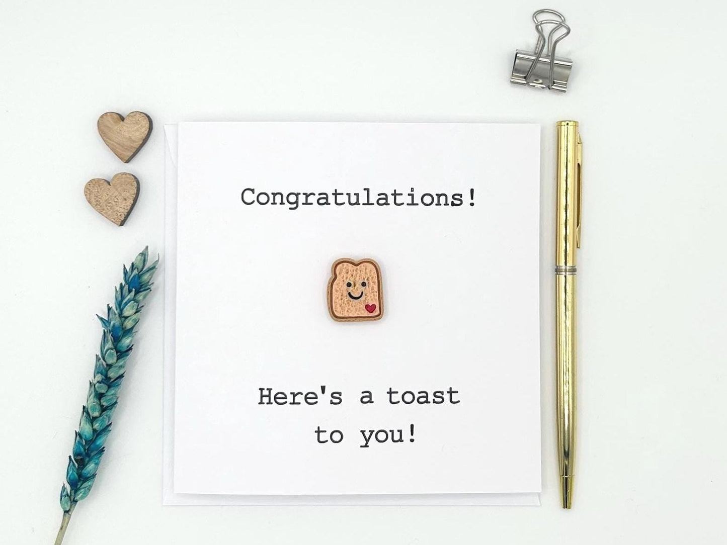 Congratulations Card, Funny New Job Card, Toast To Success Pun, Exam Well Done With Resin Toast