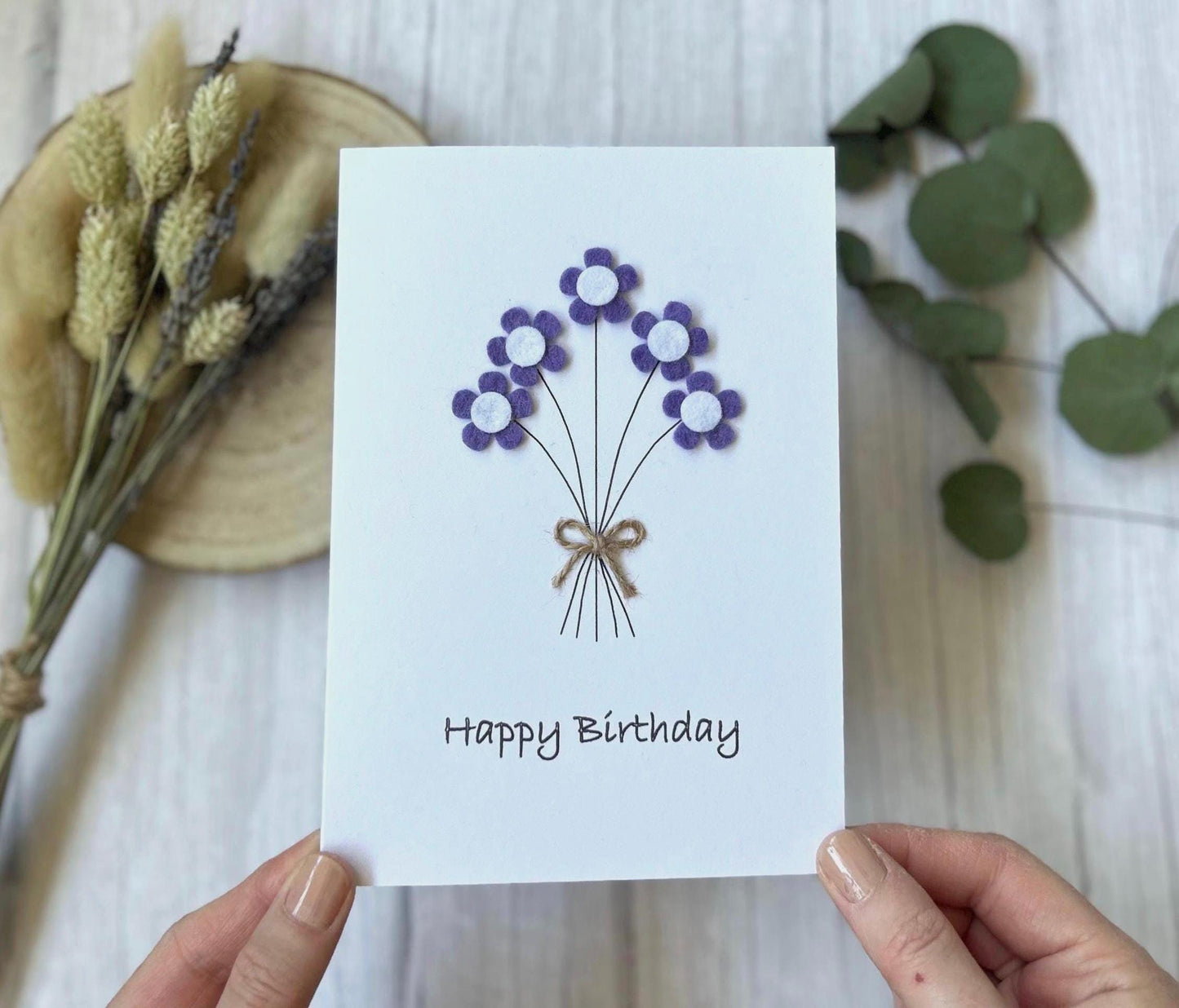 Personalised Daisy Birthday Card, Handmade Felt Flower Card