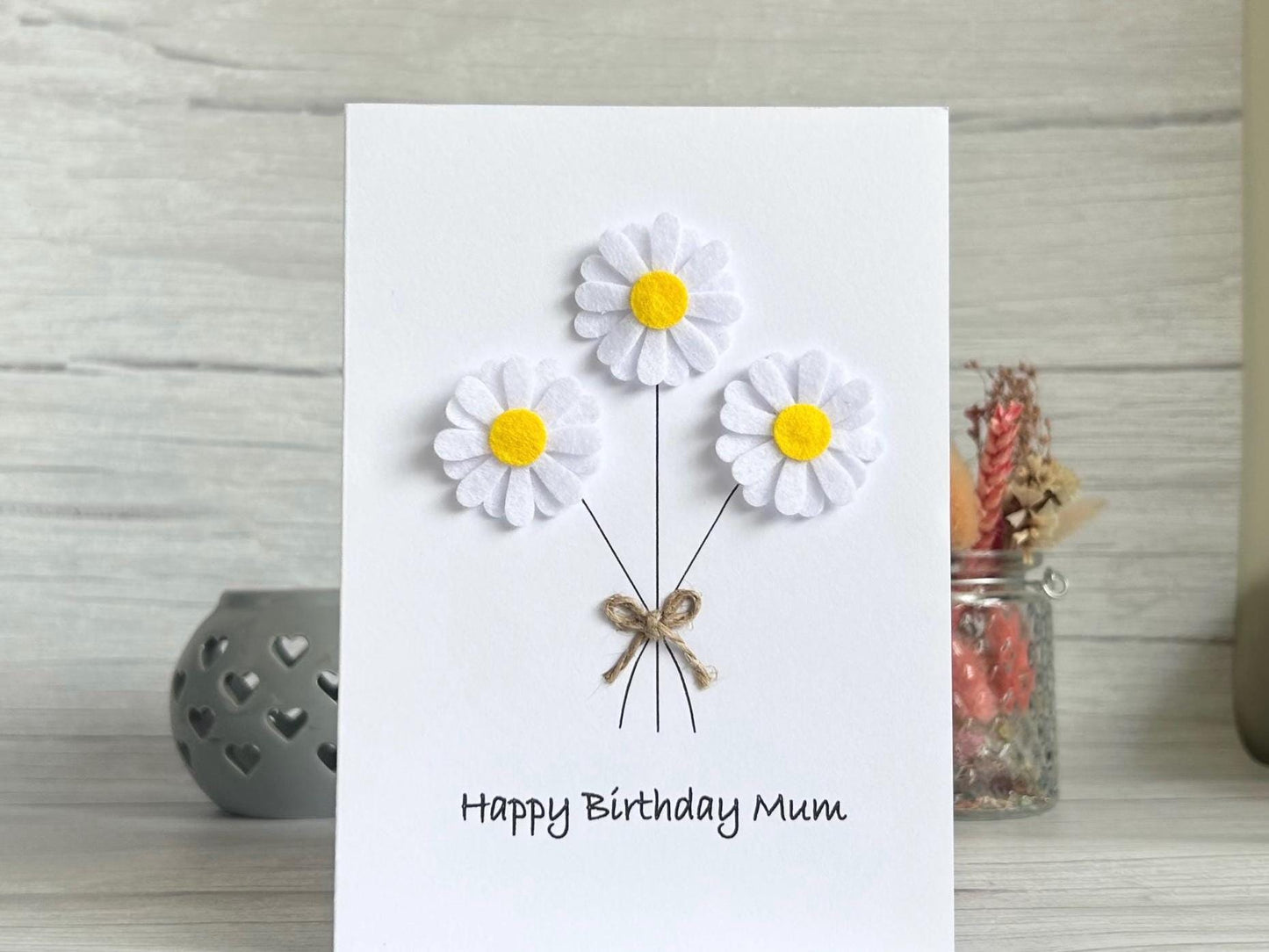Handmade Daisy Birthday Card, Custom Card for Mum, Daughter, Sister, Ecofriendly Card