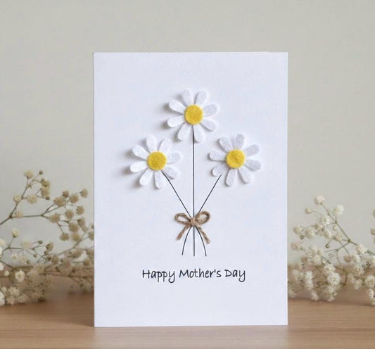 Handmade Daisy Mother's Day Card with Twine Bow