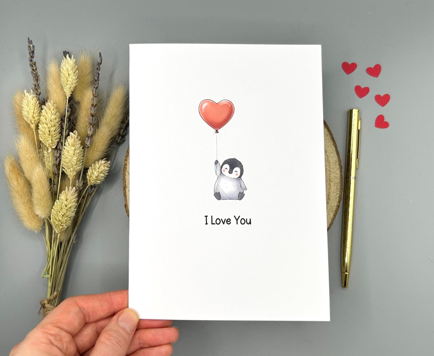 Penguin Love Heart Card - I Love You