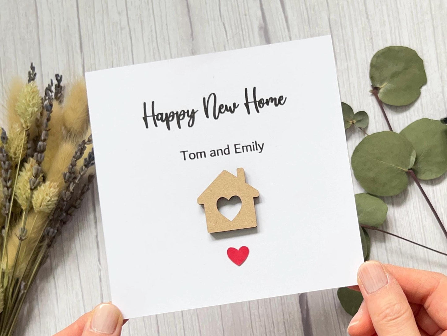 Personalised New Home Card, Wooden House, Moving Card