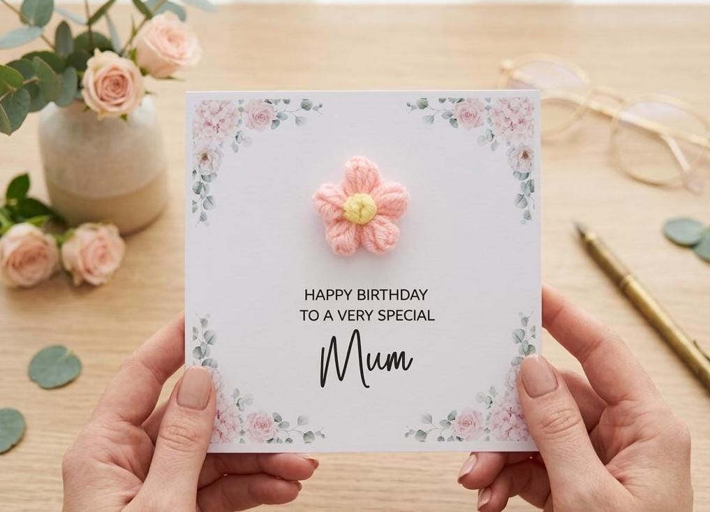 3D Flower Birthday Card, Handmade Flower Card For Her, Personalised Greeting