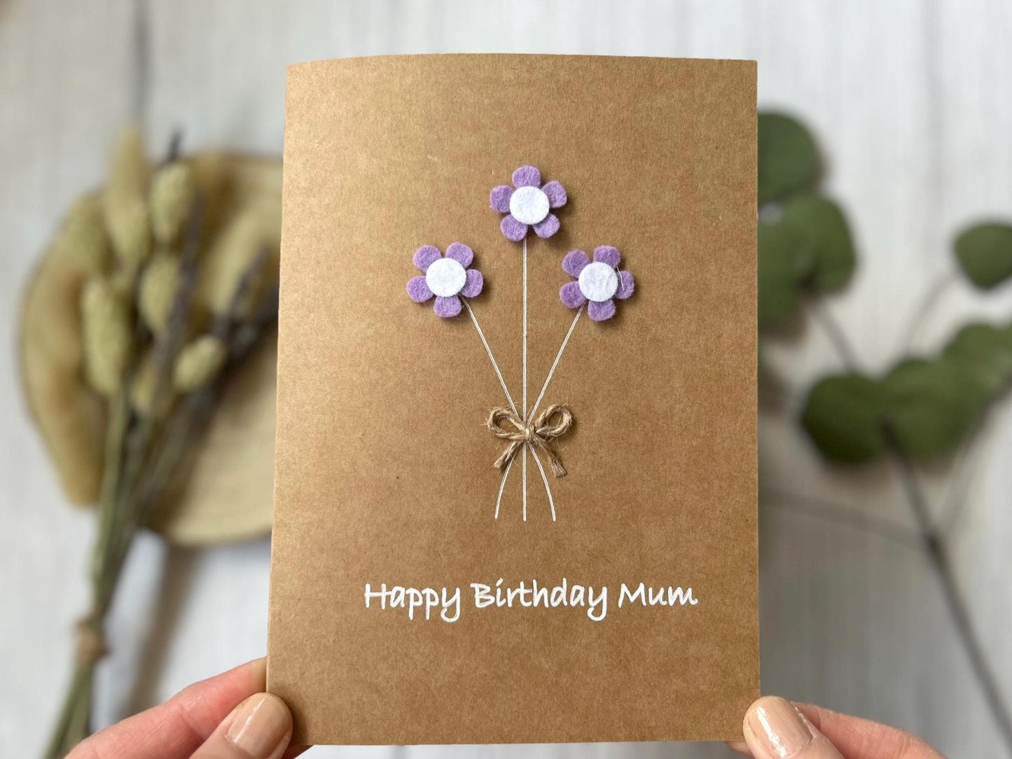 Personalised Mum Birthday Card, 3D Felt Daisy Flower Card, Handmade Birthday Card for Her, Special Mum Keepsake