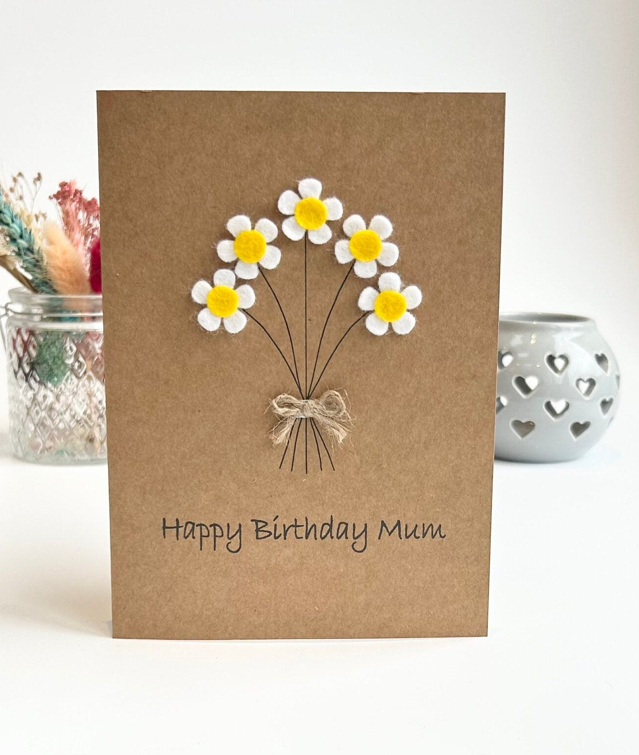 Personalised Birthday Card for Mum, Handmade Mum Birthday Card, Flower Card for Her