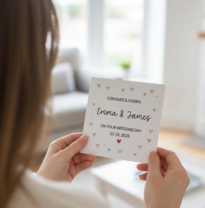 Personalised Wedding Day Card, Congratulations On Your Wedding Day -  Custom Names and Date