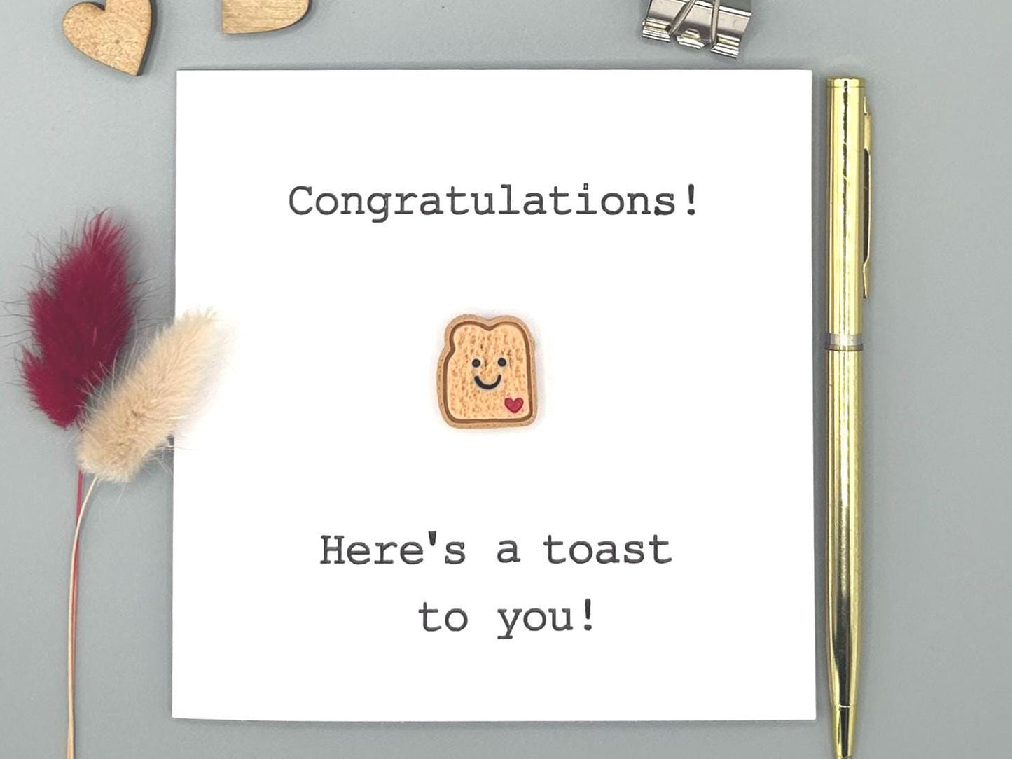 Congratulations Card, Funny New Job Card, Toast To Success Pun, Exam Well Done With Resin Toast