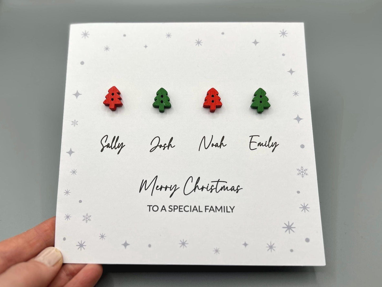 Merry Christmas To A Special Family - Personalised Christmas Card with Names - Christmas Tree Greetings Card