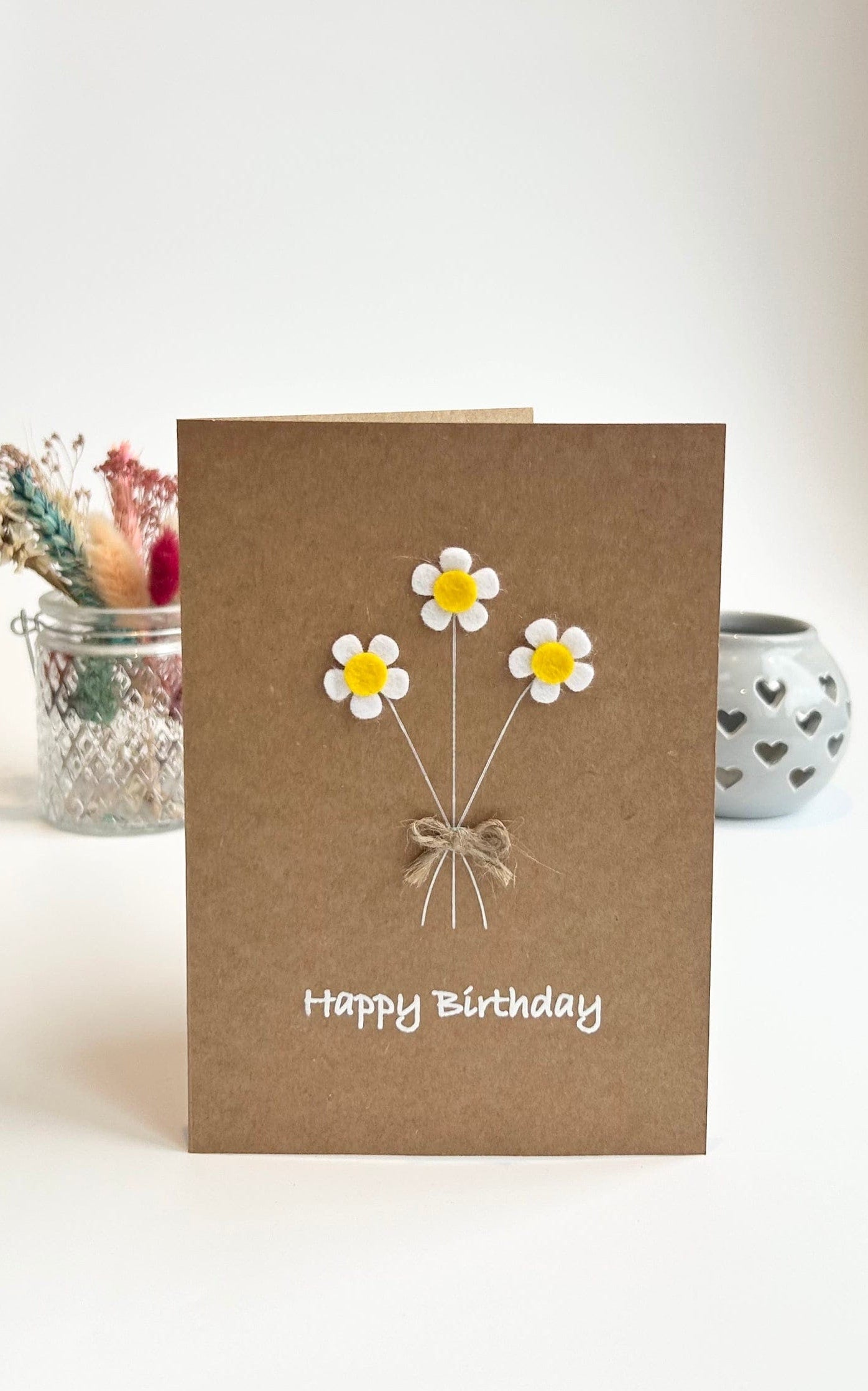 Personalised Mum Birthday Card, 3D Felt Daisy Flower Card, Handmade Birthday Card for Her, Special Mum Keepsake