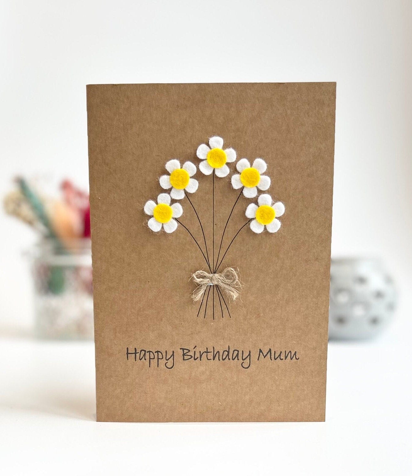Personalised Birthday Card for Mum, Handmade Mum Birthday Card, Flower Card for Her