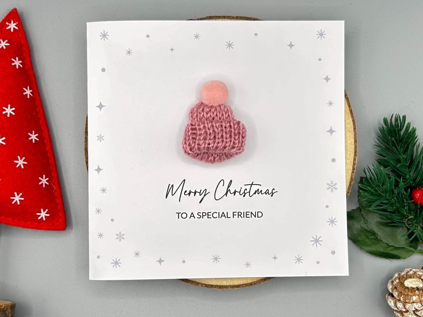 3D Knitted Bobble Hat Handmade Christmas Card - Merry Christmas To A Special Friend