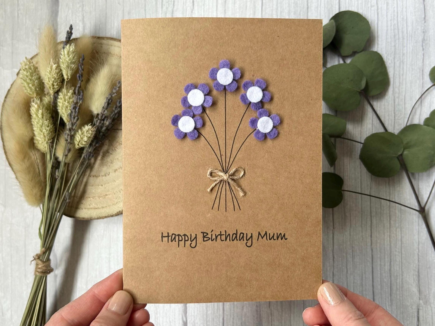 Personalised Birthday Card for Mum, Handmade Mum Birthday Card, Flower Card for Her