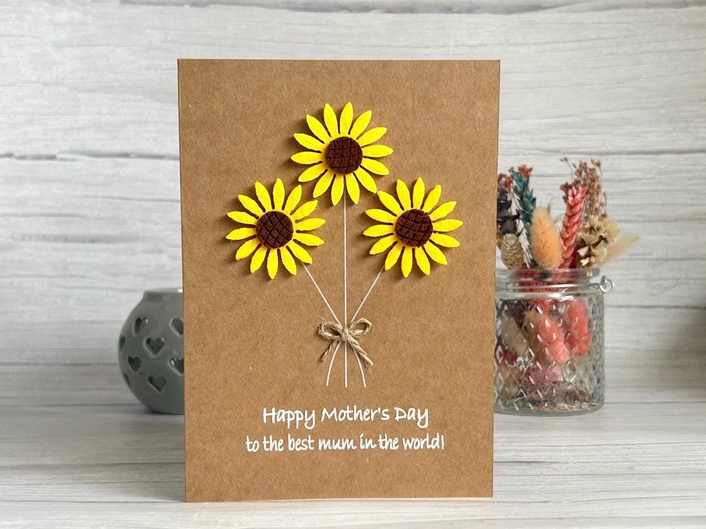 Sunflower Mothers Day card, Handcrafted Mothers Day Card, Card for Mum with Sunflowers