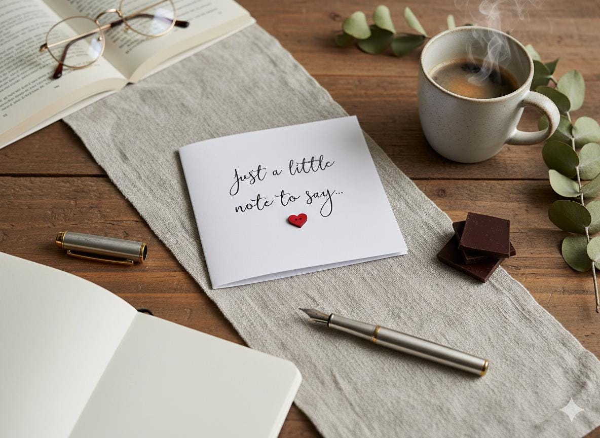 Handmade 3D Button Heart Card, Just a Little Note To Say, Minimalist Announcement Card With Red Heart
