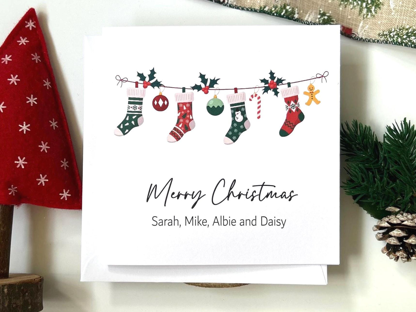 Christmas Stocking Card - custom message