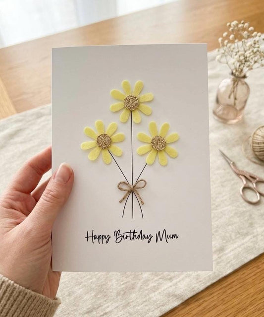 Personalised Happy Birthday Card, Daisy Handmade Card, Birthday Gift For Her, Card for Mum, Sister, Auntie, Daughter, Custom Card