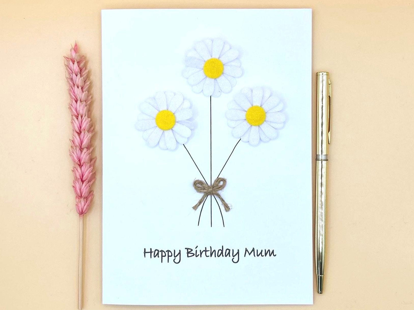 Handmade Daisy Birthday Card, Custom Card for Mum, Daughter, Sister, Ecofriendly Card