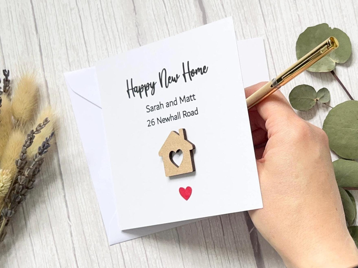 Personalised New Home Card, Wooden House, Moving Card