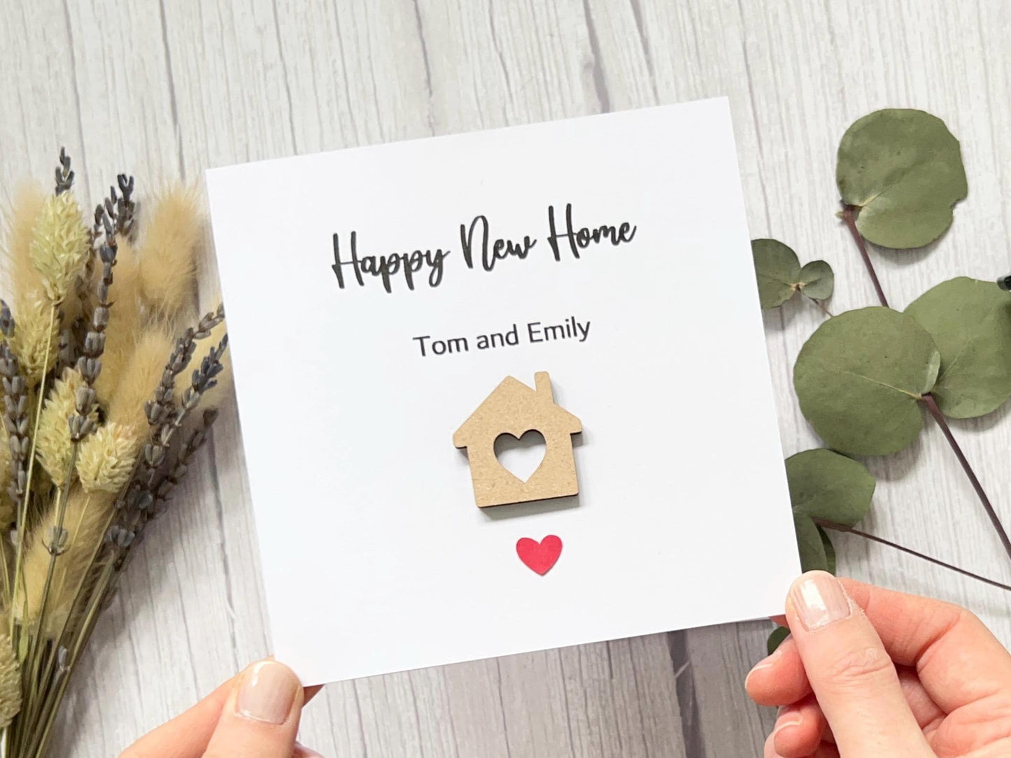 Personalised New Home Card, Wooden House, Moving Card